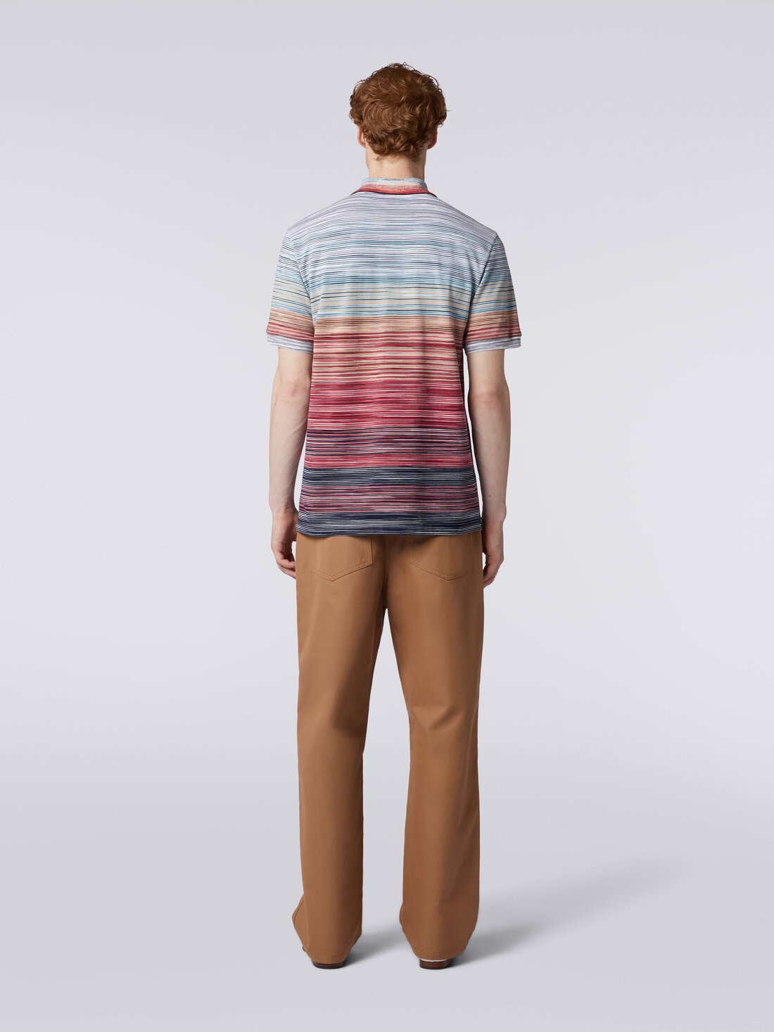 Short-sleeved polo shirt in slub cotton piqué, Multicoloured  - US24S20GBJ0014SM9A2 - 3