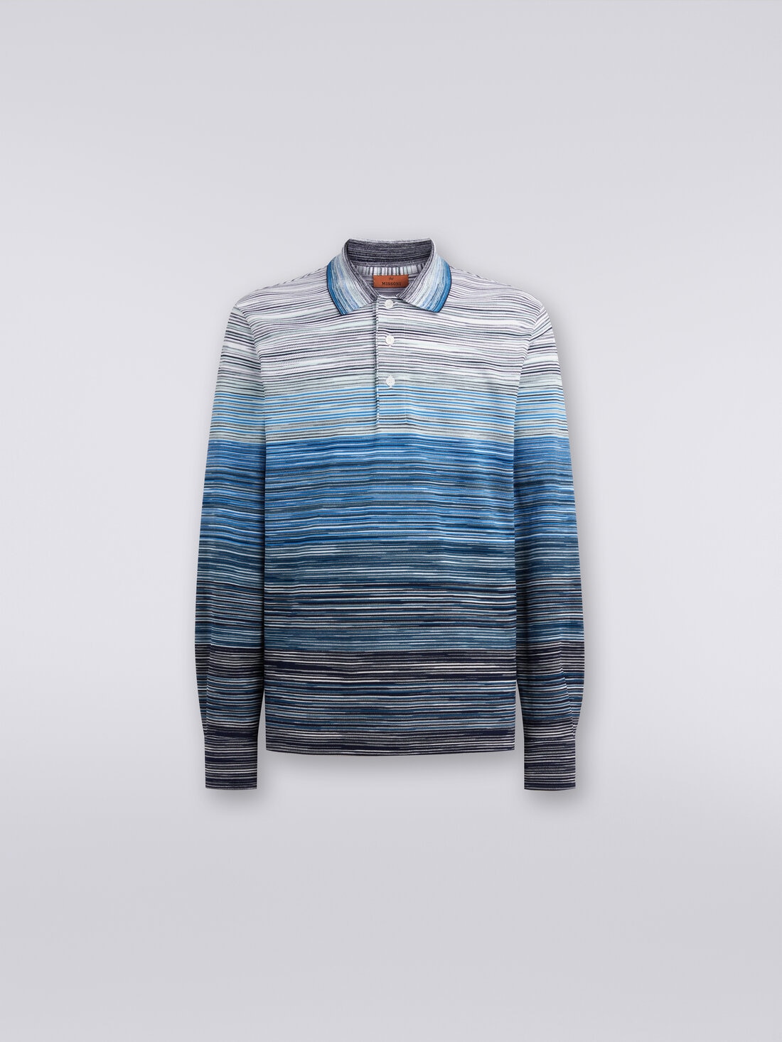 Long-sleeved polo shirt in slub cotton piqué, Multicoloured  - US24S20HBJ0014S72EQ - 0