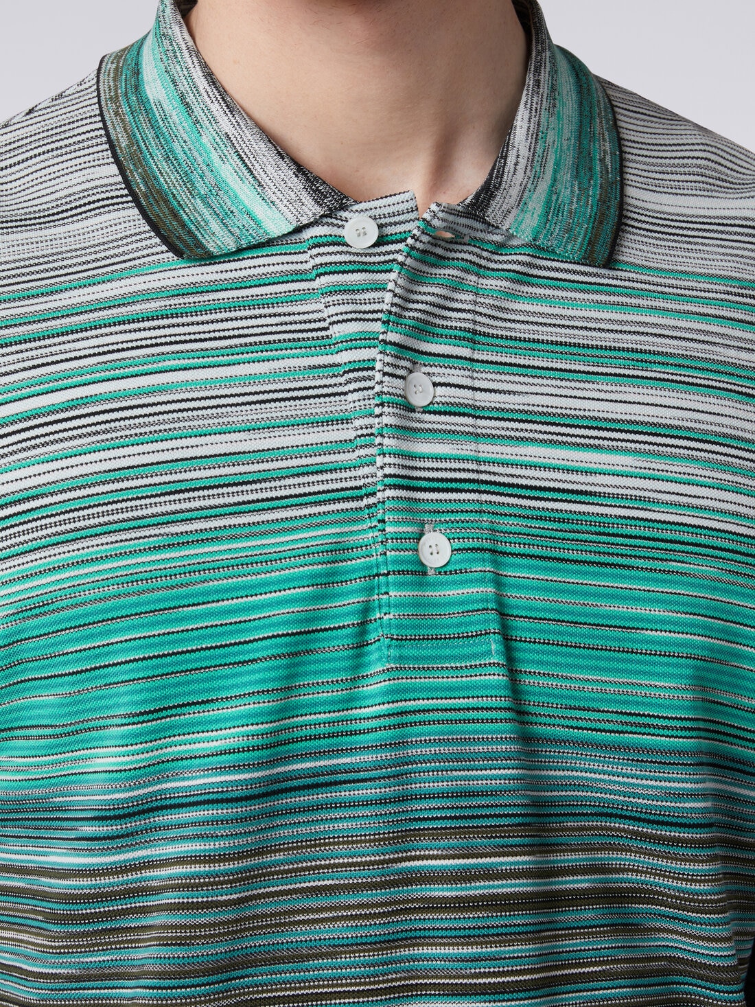 Long-sleeved polo shirt in slub cotton piqué, Multicoloured  - US24S20HBJ0014SM9A3 - 4
