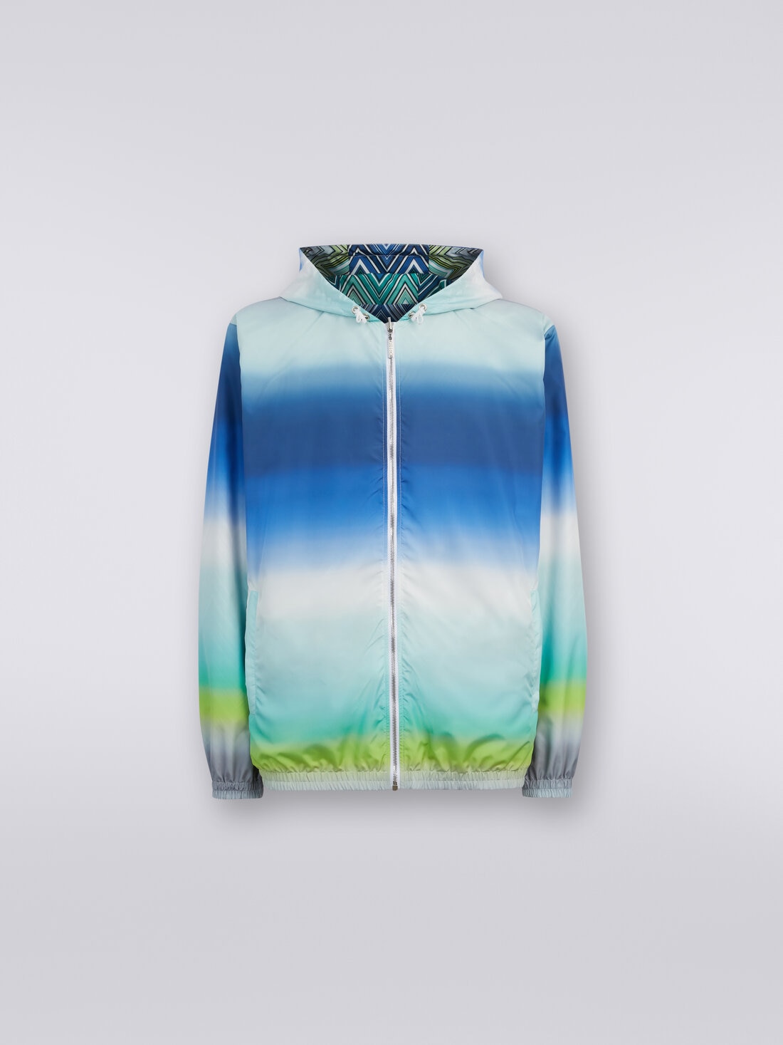 Reversible windbreaker in dégradé zigzag fabric, Multicoloured  - US24SC0EBW00S6SM999 - 0