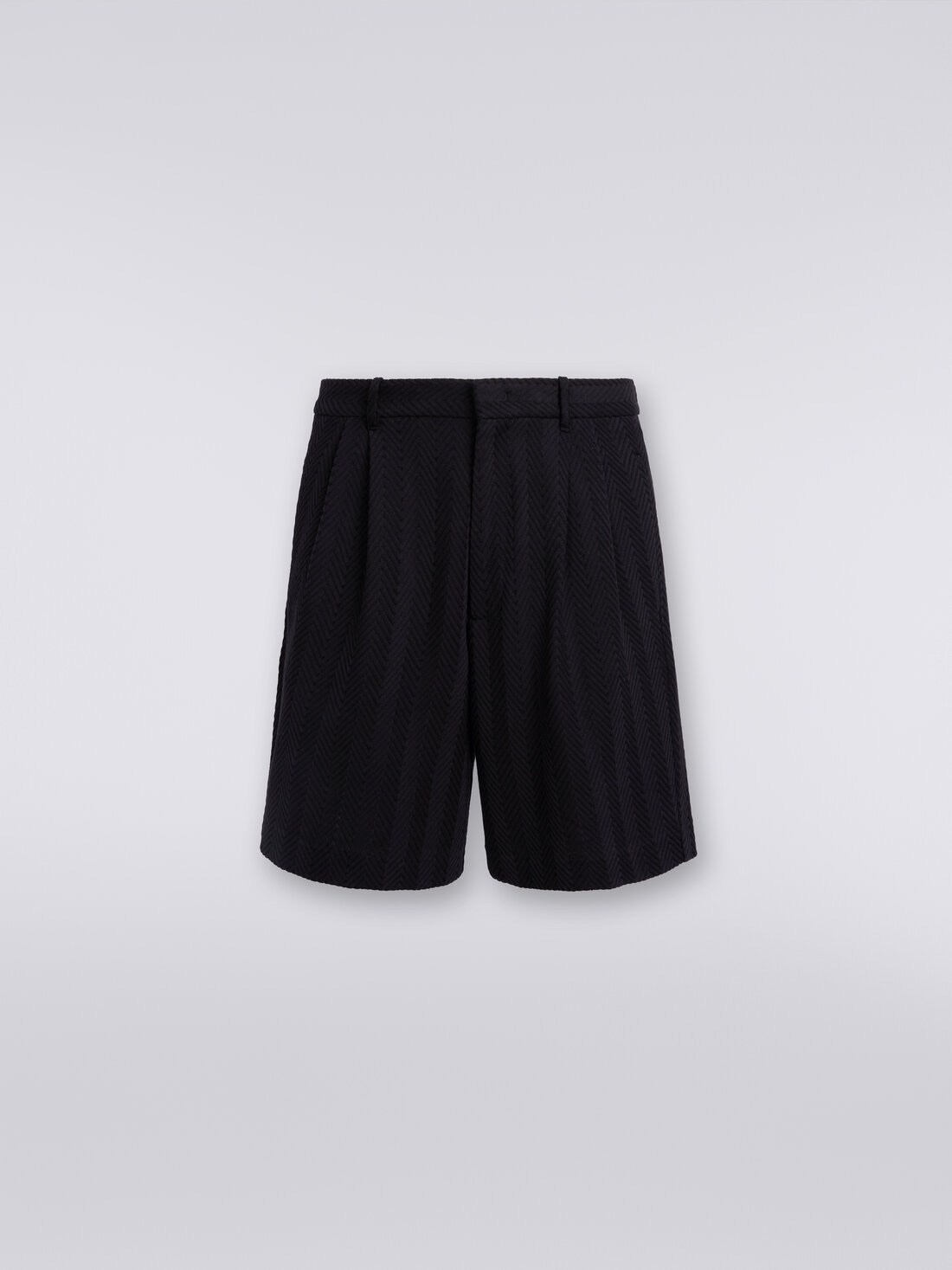 Pantalones cortos de algodón y viscosa zigzag, Negro    - US24SI0ABR00JC93911 - 0