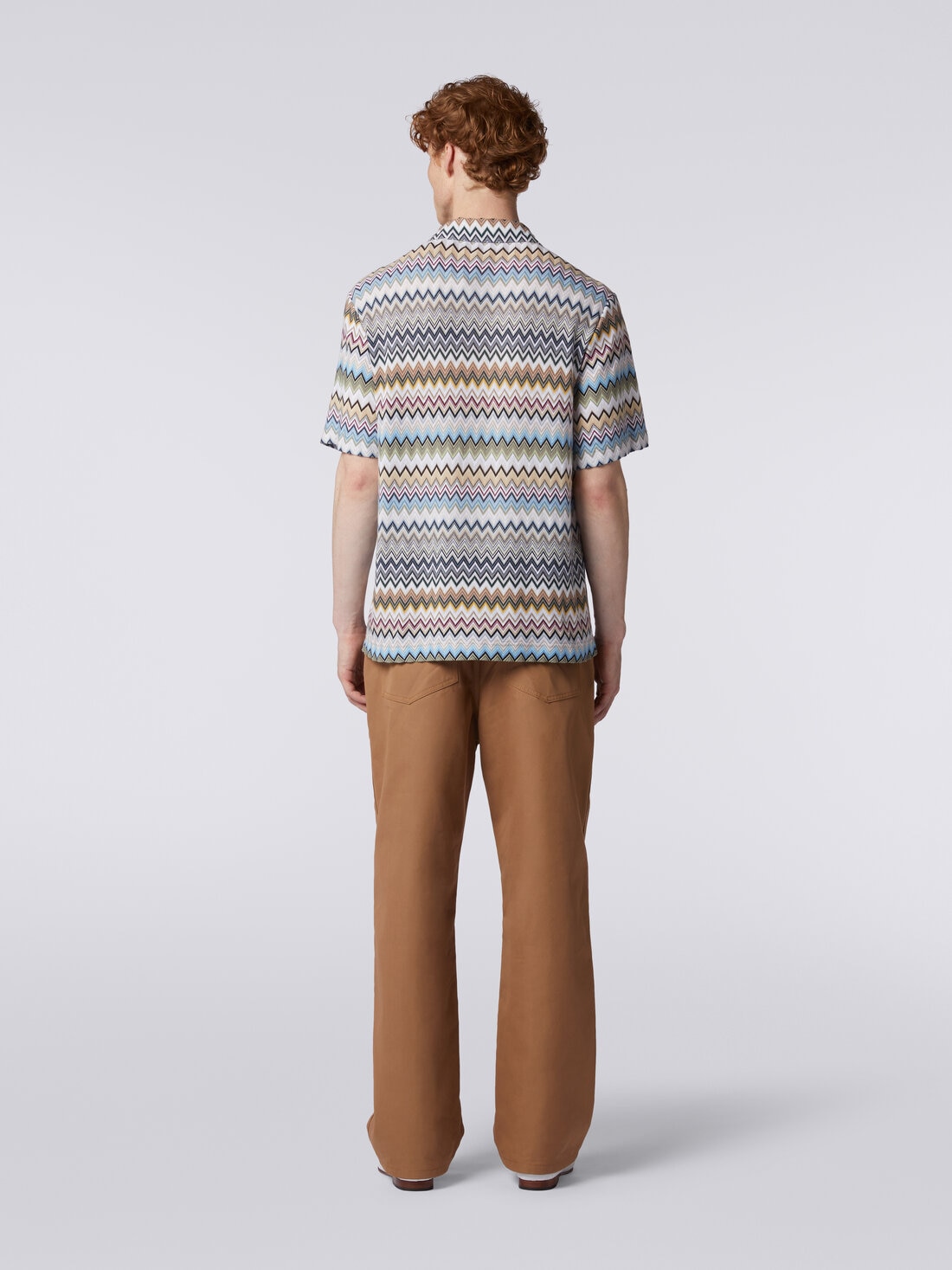 Short-sleeved bowling shirt in zigzag cotton, Multicoloured  - US24SJ09BR00TJSM96K - 3
