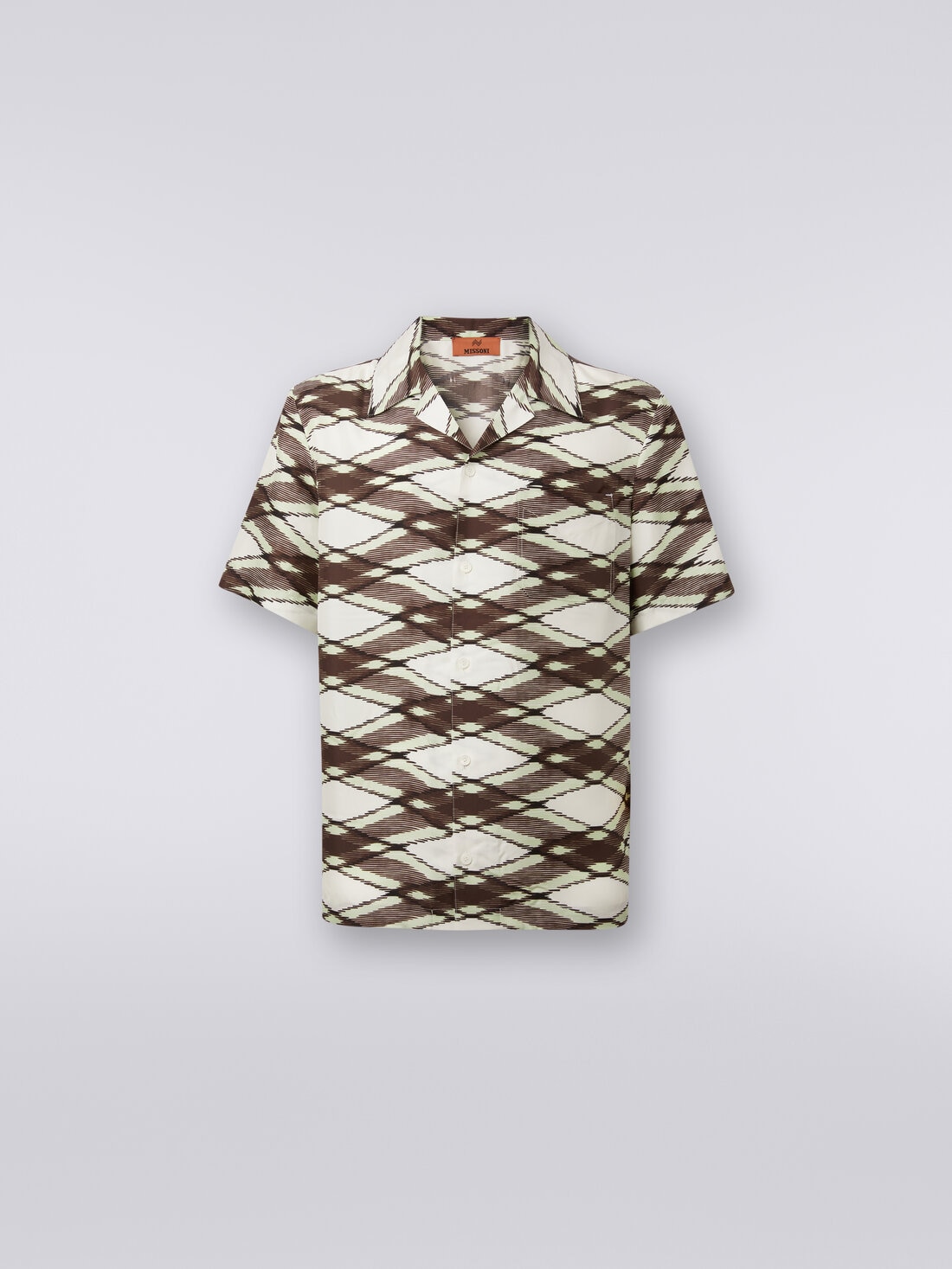 Short-sleeved printed silk bowling shirt, Green - US24SJ09BW00PWS612E - 0