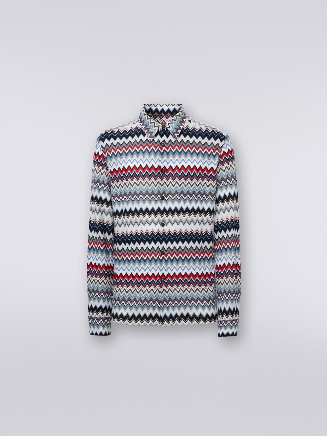 Long-sleeved shirt in zigzag cotton, Multicoloured  - US24SJ0BBR00TJSM96L - 0