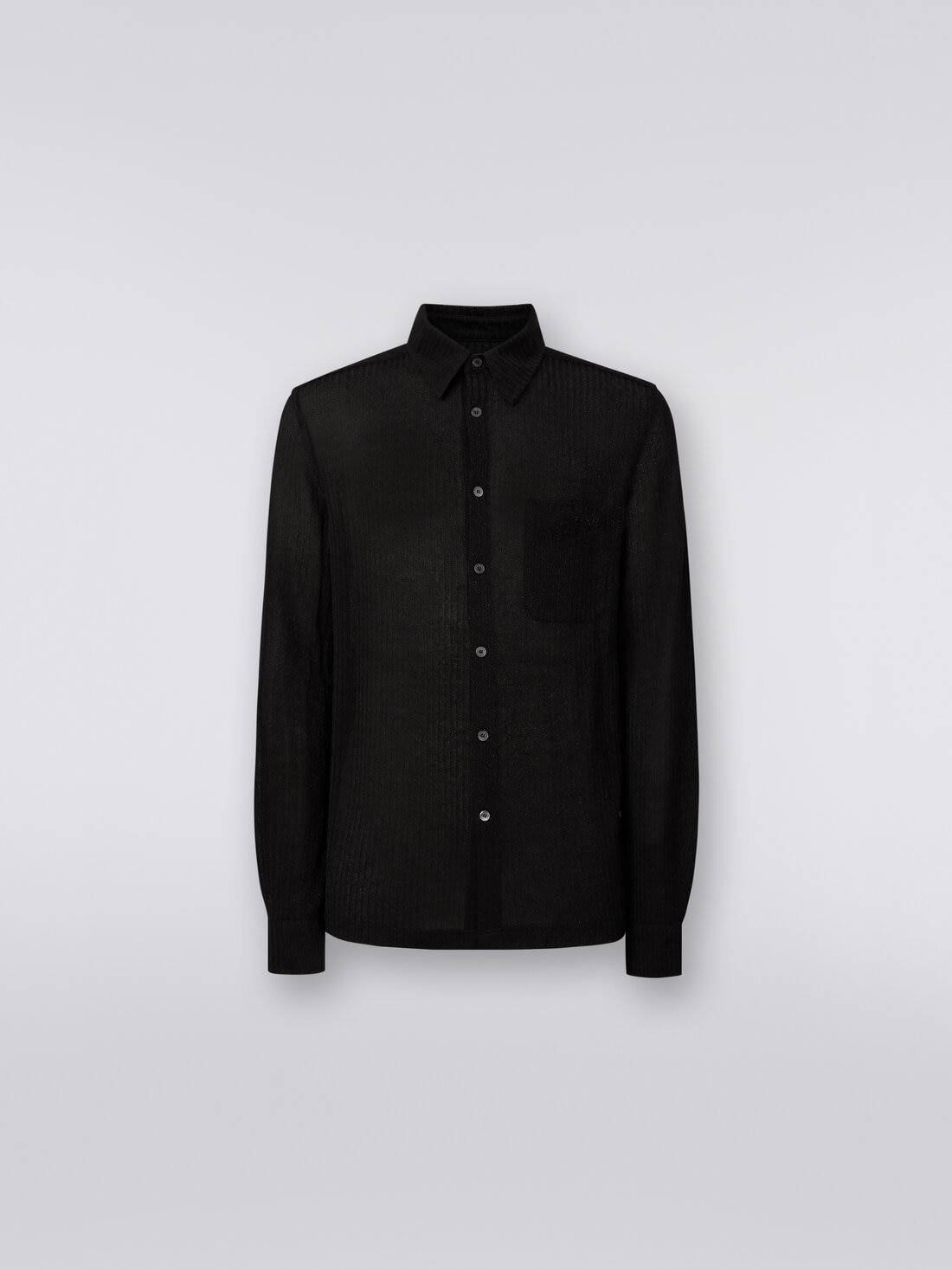 Long-sleeved shirt in viscose blend with lurex, Black    - US24SJ0BBR00TKS91IC - 0