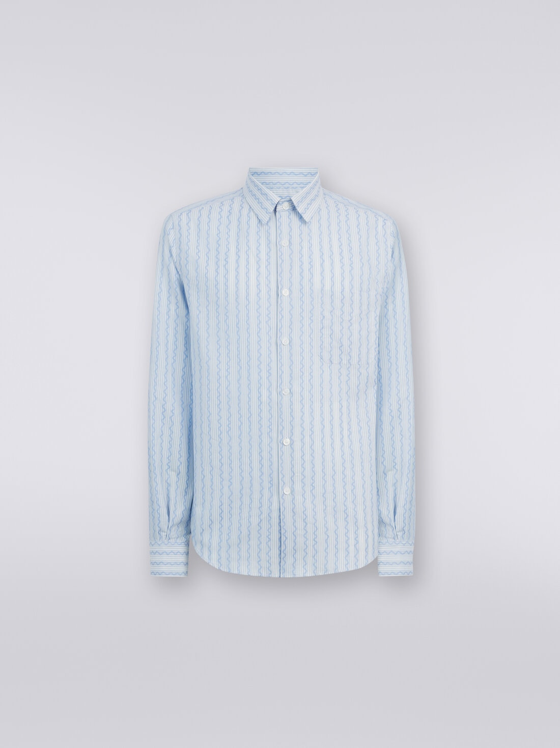 Camisa de manga larga de popelina de algodón, Azul Oscuro - US24SJ0BBW00PTS72DZ - 0