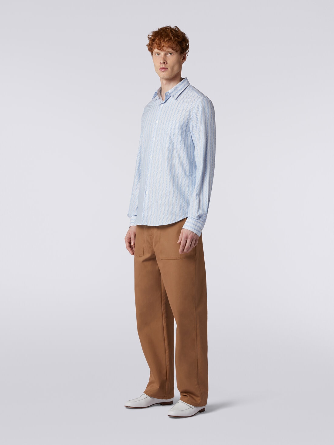 Long-sleeved shirt in cotton poplin, Blue - US24SJ0BBW00PTS72DZ - 2