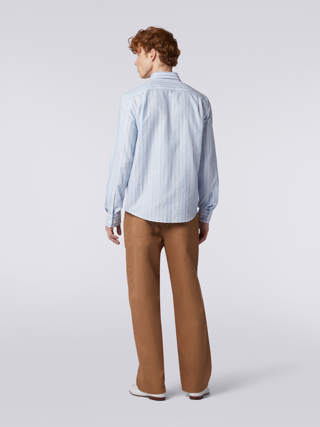 Long-sleeved shirt in cotton poplin, Blue - US24SJ0BBW00PTS72DZ - 3