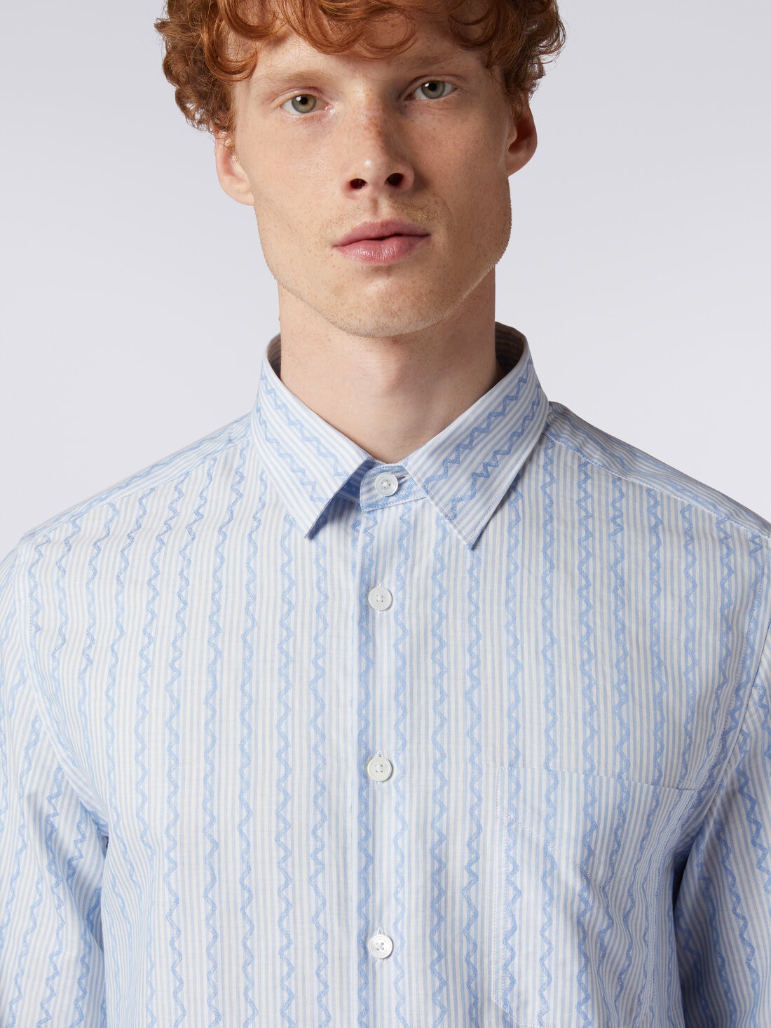 Long-sleeved shirt in cotton poplin, Blue - US24SJ0BBW00PTS72DZ - 4