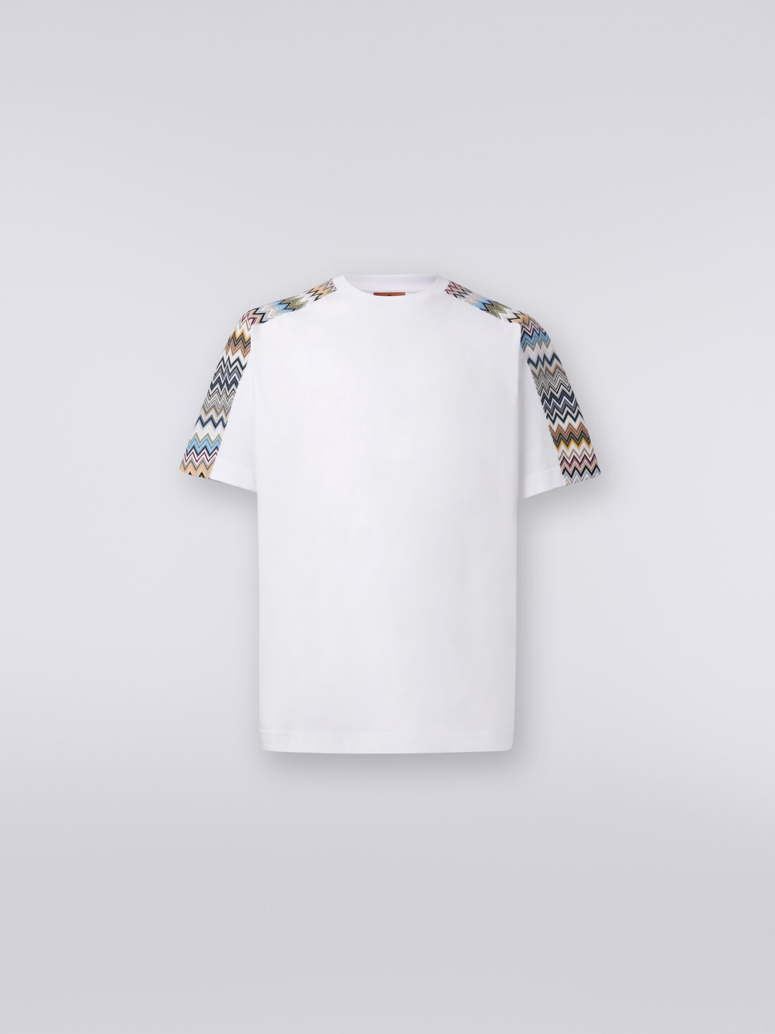 T-shirt in cotone con inserti zig zag, Multicolore  - US24SL08BJ00IKS01AY - 0