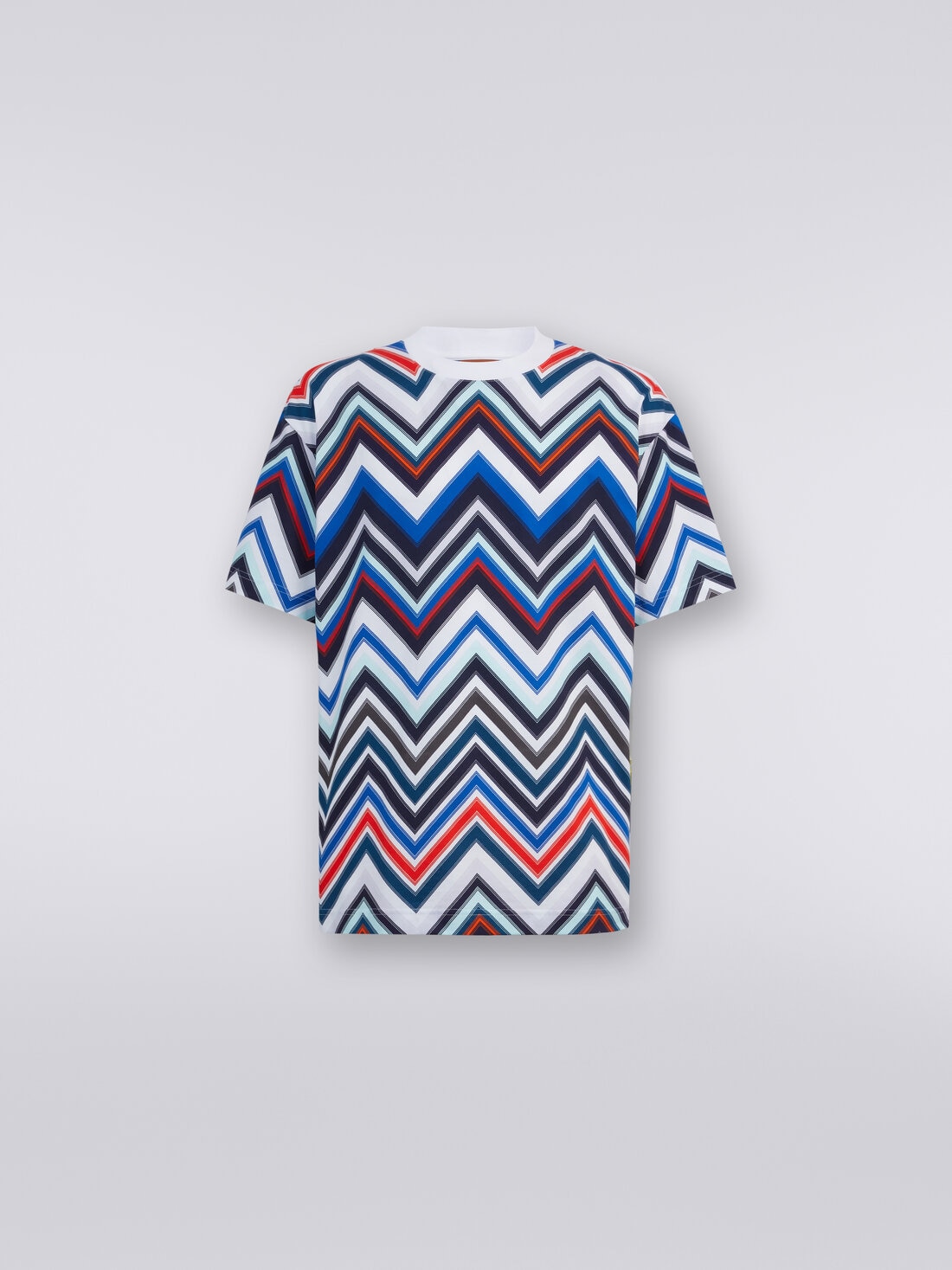 T-shirt oversize in cotone zig zag, Multicolore  - US24SL0BBJ00J2SM98T - 0