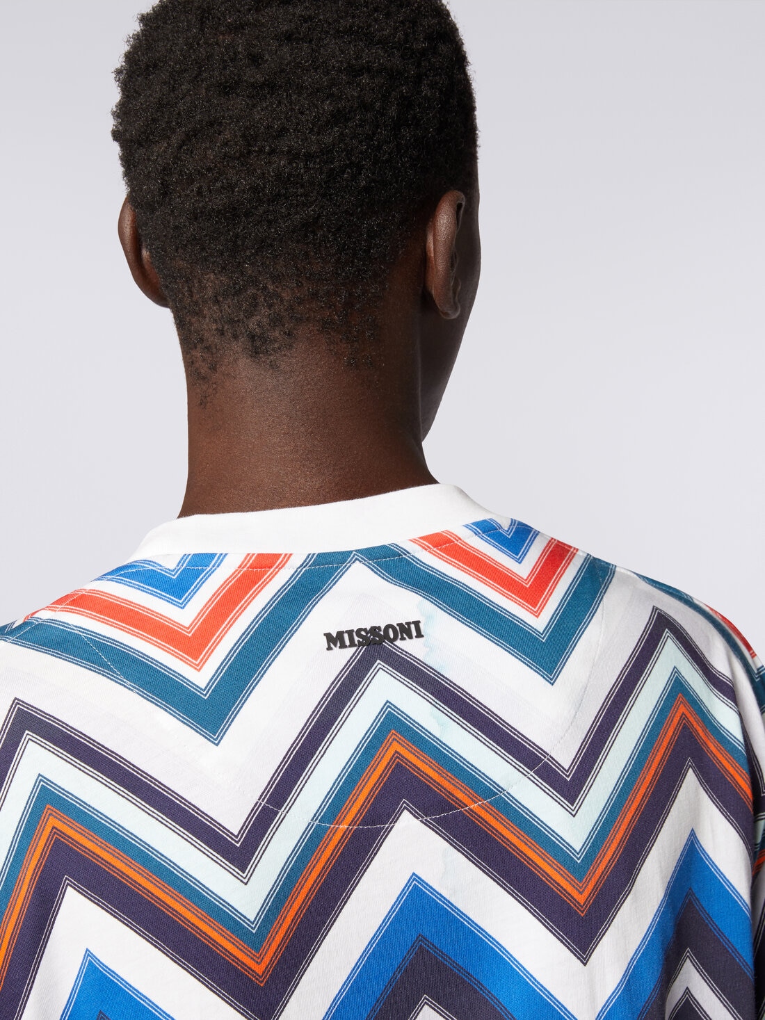 Oversized T-shirt in zigzag cotton, Multicoloured  - US24SL0BBJ00J2SM98T - 4