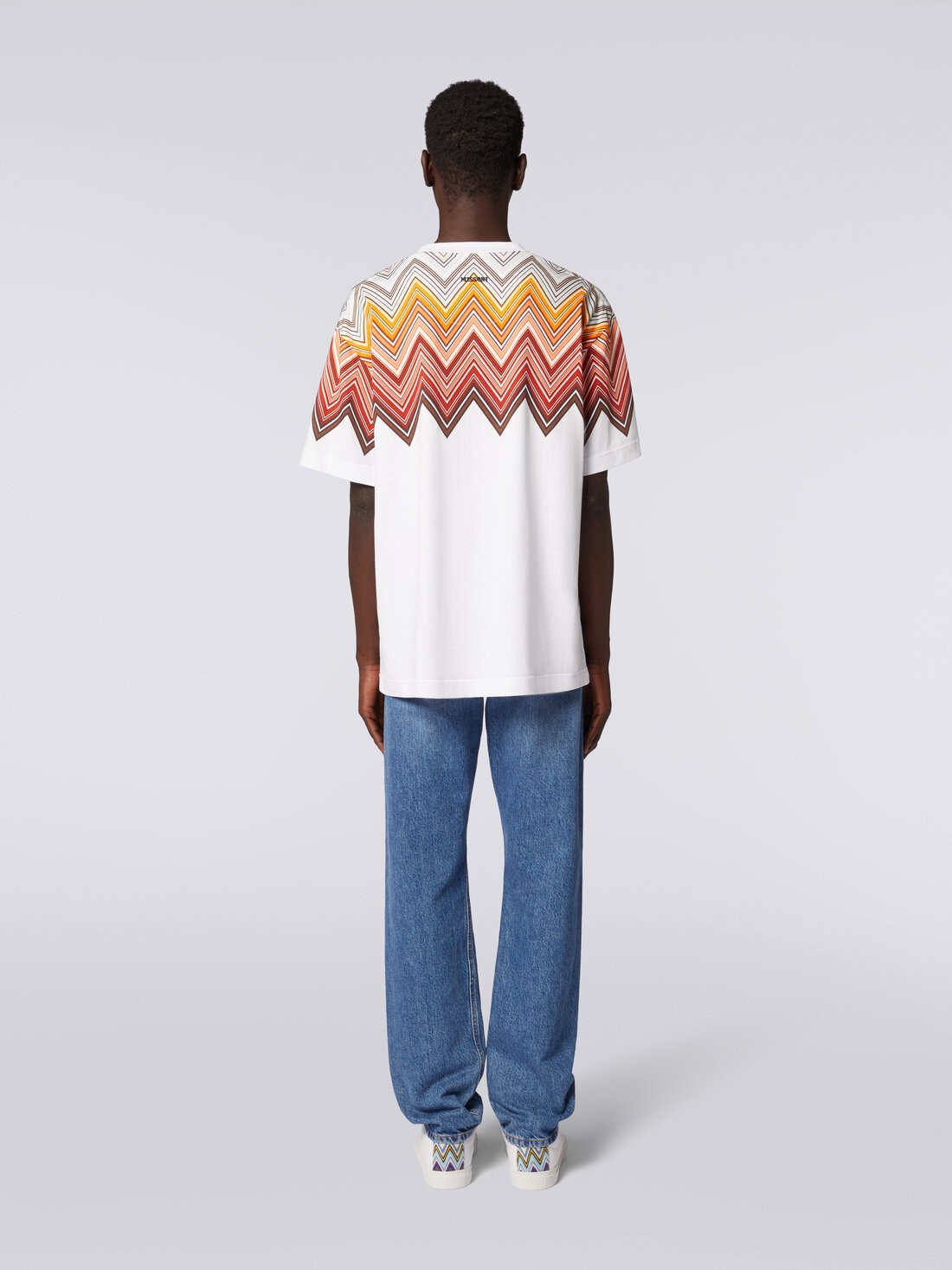 Oversized T-shirt in cotton with large zigzag print, Multicoloured  - US24SL0BBJ00JDS01B4 - 3