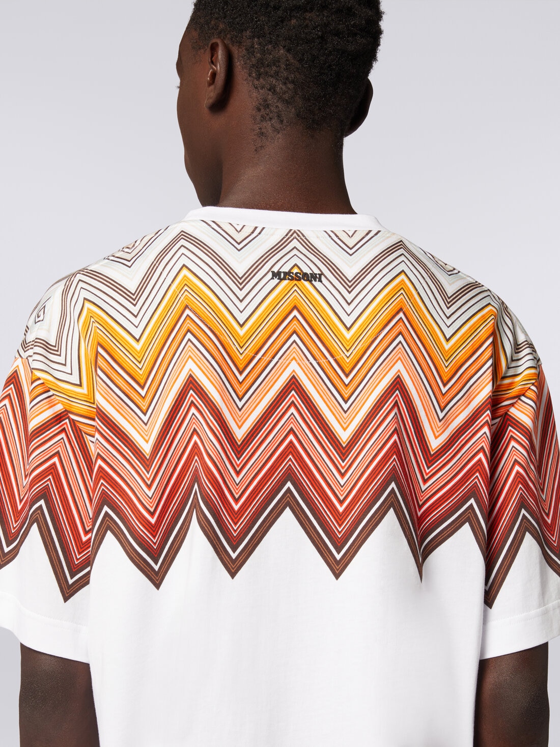 T-shirt oversize en coton à imprimé macro à zig zag, Multicolore  - US24SL0BBJ00JDS01B4 - 4
