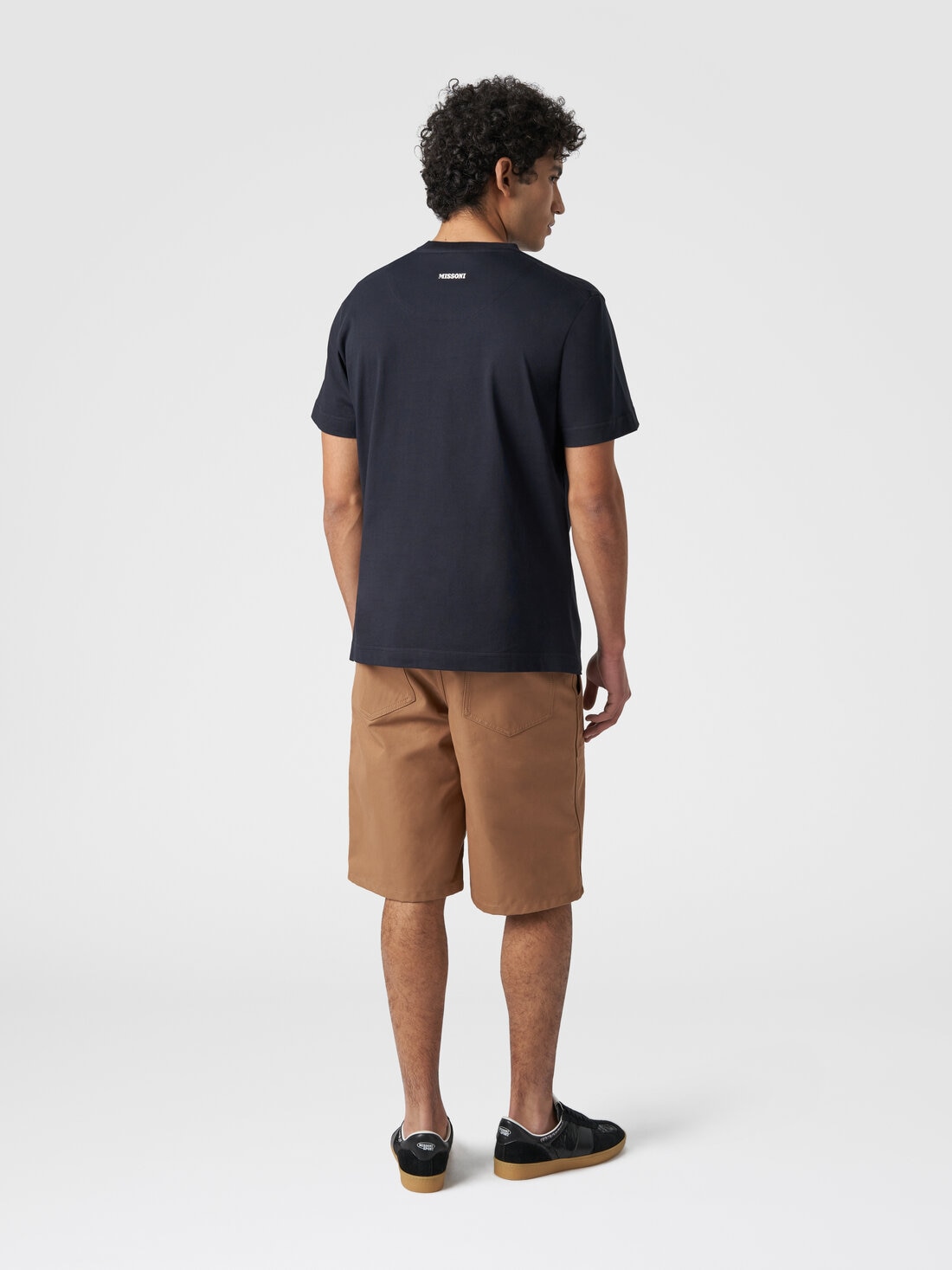 T-shirt à manches courtes en coton à imprimé zig zag, Multicolore  - US24SL0CBJ00J3S72E2 - 2