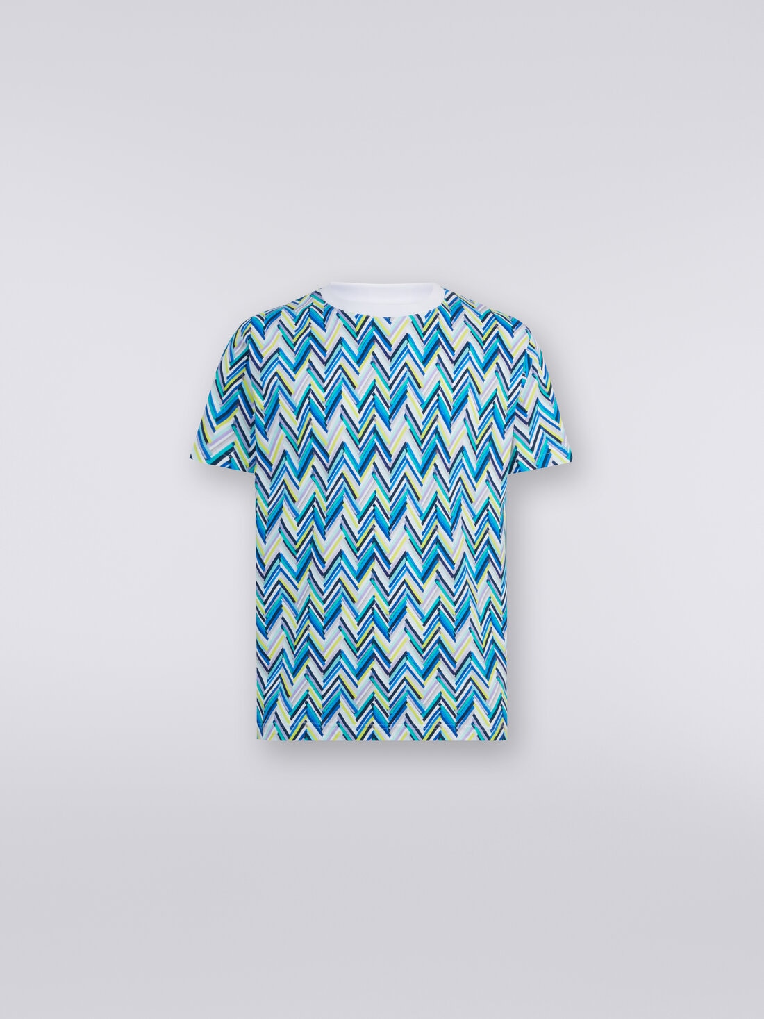 Crew-neck T-shirt in cotton with zigzag print, Multicoloured  - US24SL0CBJ00JBSM994 - 0