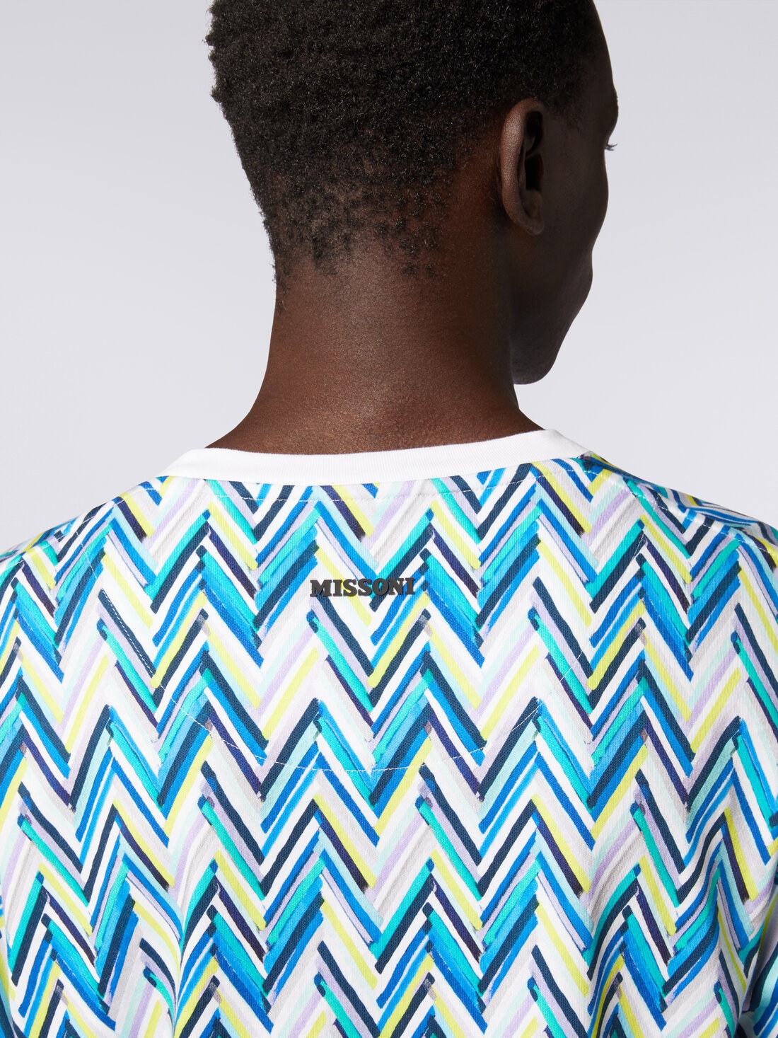 Crew-neck T-shirt in cotton with zigzag print, Multicoloured  - US24SL0CBJ00JBSM994 - 4