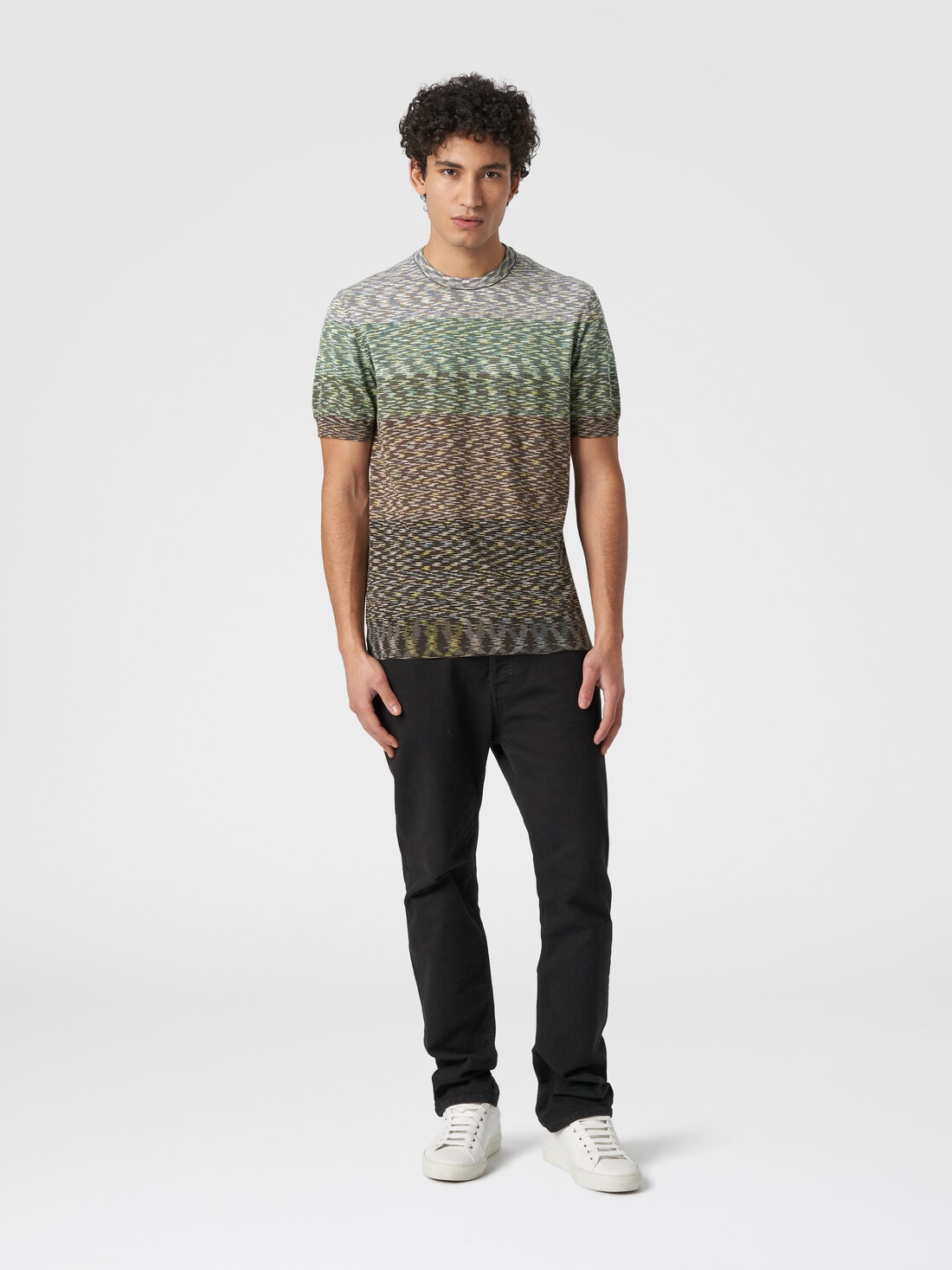 Missoni T-shirt girocollo in cotone fiammato dégradé