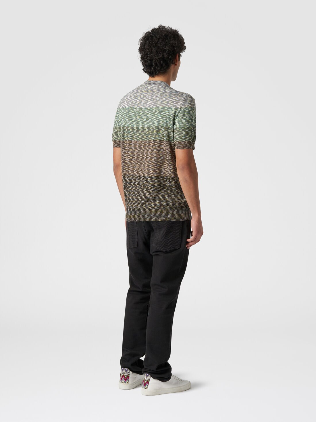 Crew-neck T-shirt in dégradé slub cotton, Multicoloured  - US24SL0IBK012QS612U - 2