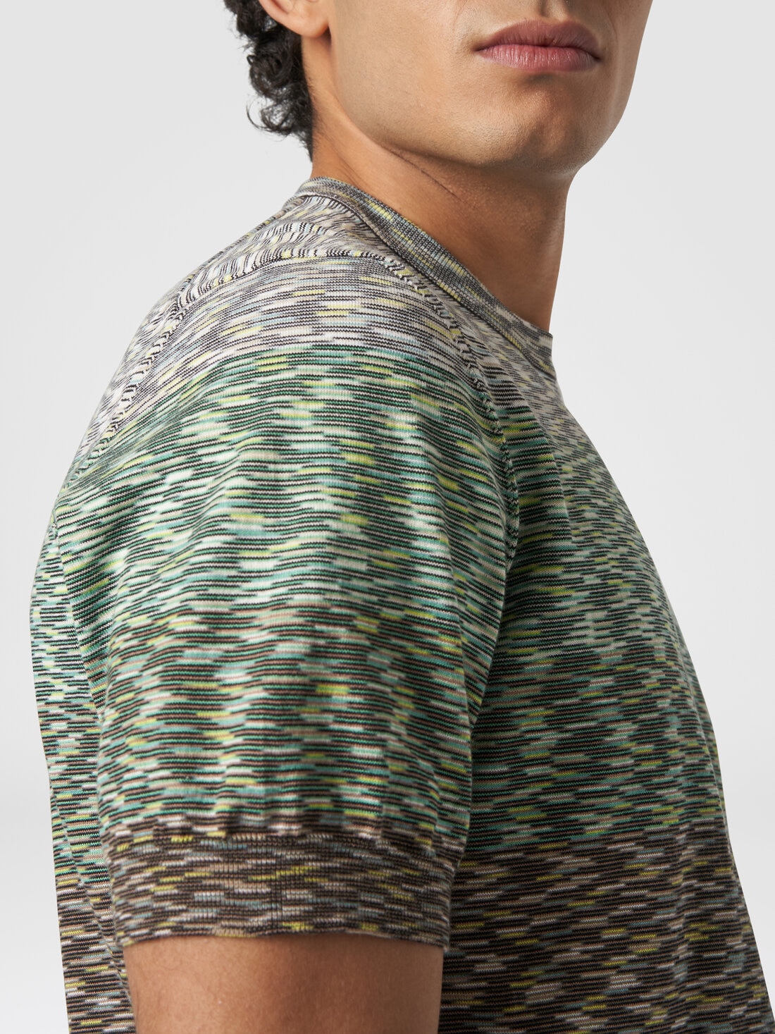 Rundhals-T-Shirt aus Baumwolle in Flammgarnoptik mit Dégradé-Effekt, Mehrfarbig  - US24SL0IBK012QS612U - 4