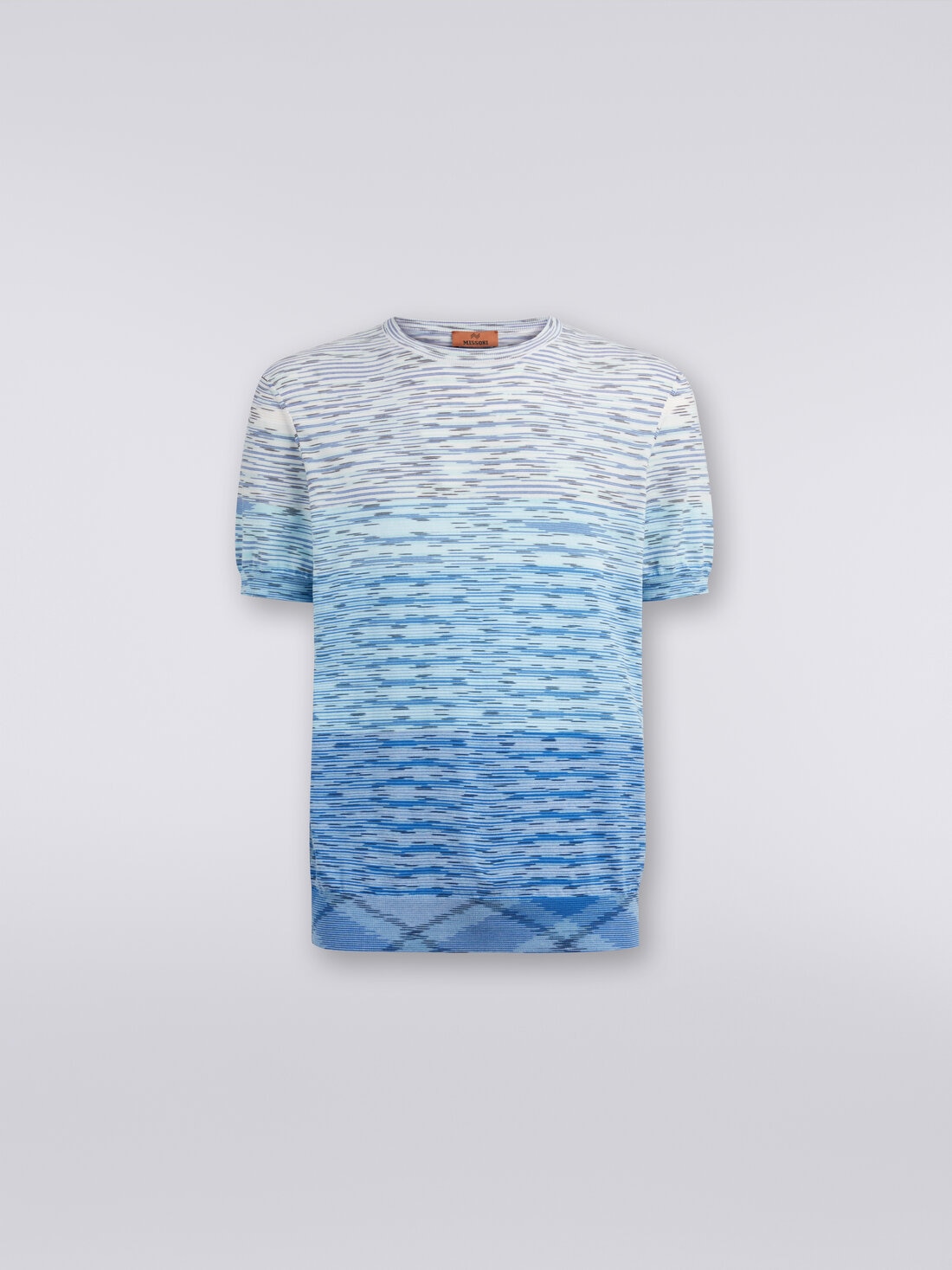 T-shirt à col rond en coton flammé dégradé, Multicolore  - US24SL0IBK012QS72F0 - 0