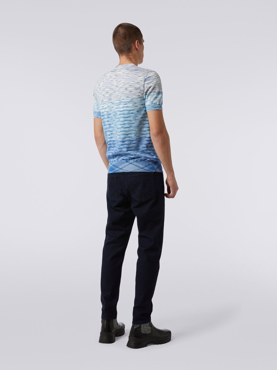 Rundhals-T-Shirt aus Baumwolle in Flammgarnoptik mit Dégradé-Effekt, Mehrfarbig  - US24SL0IBK012QS72F0 - 3
