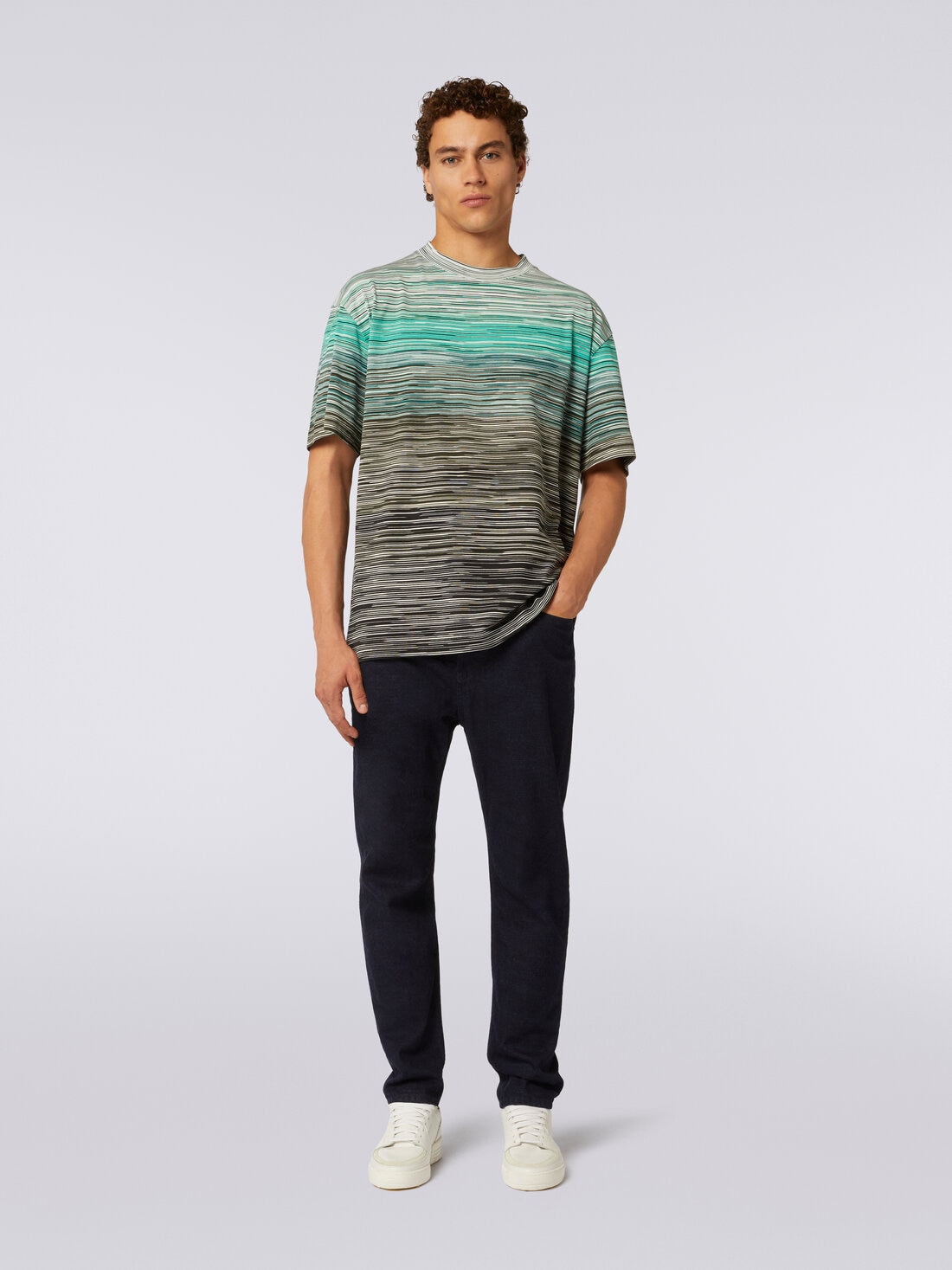 Short-sleeved T-shirt in slub cotton , Multicoloured  - US24SL0JBJ00E5SM9A3 - 1