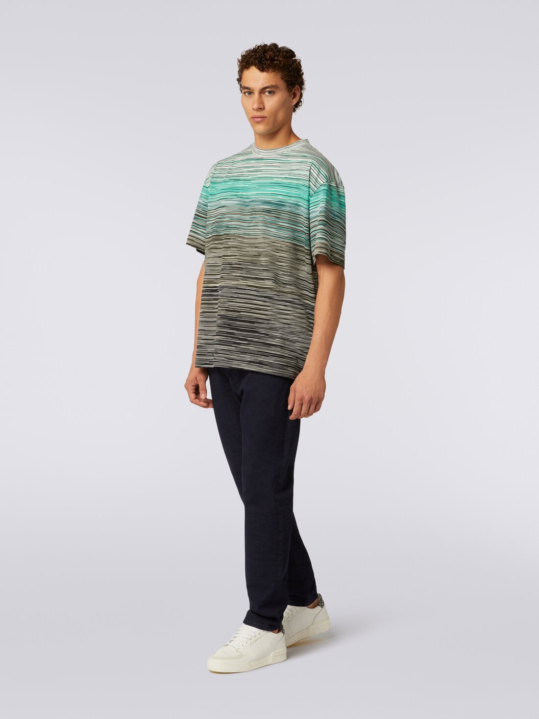 Short-sleeved T-shirt in slub cotton , Multicoloured  - US24SL0JBJ00E5SM9A3 - 2