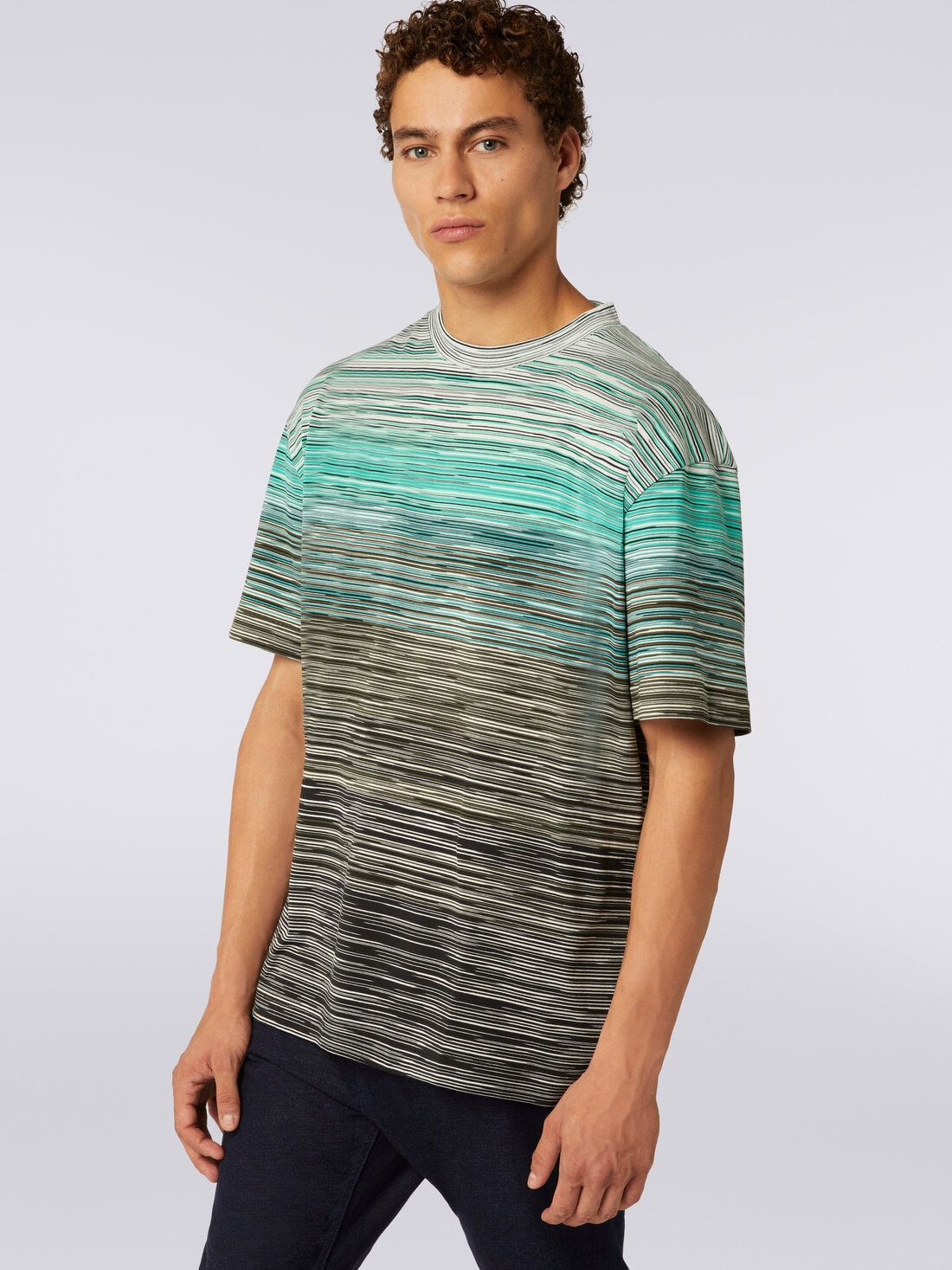 T-shirt a maniche corte in cotone fiammato , Multicolore  - US24SL0JBJ00E5SM9A3 - 4