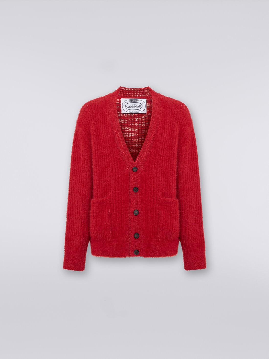 Cardigan oversize in misto lana effetto pelo, Rosso  - US24SM0LBK026I91559 - 0