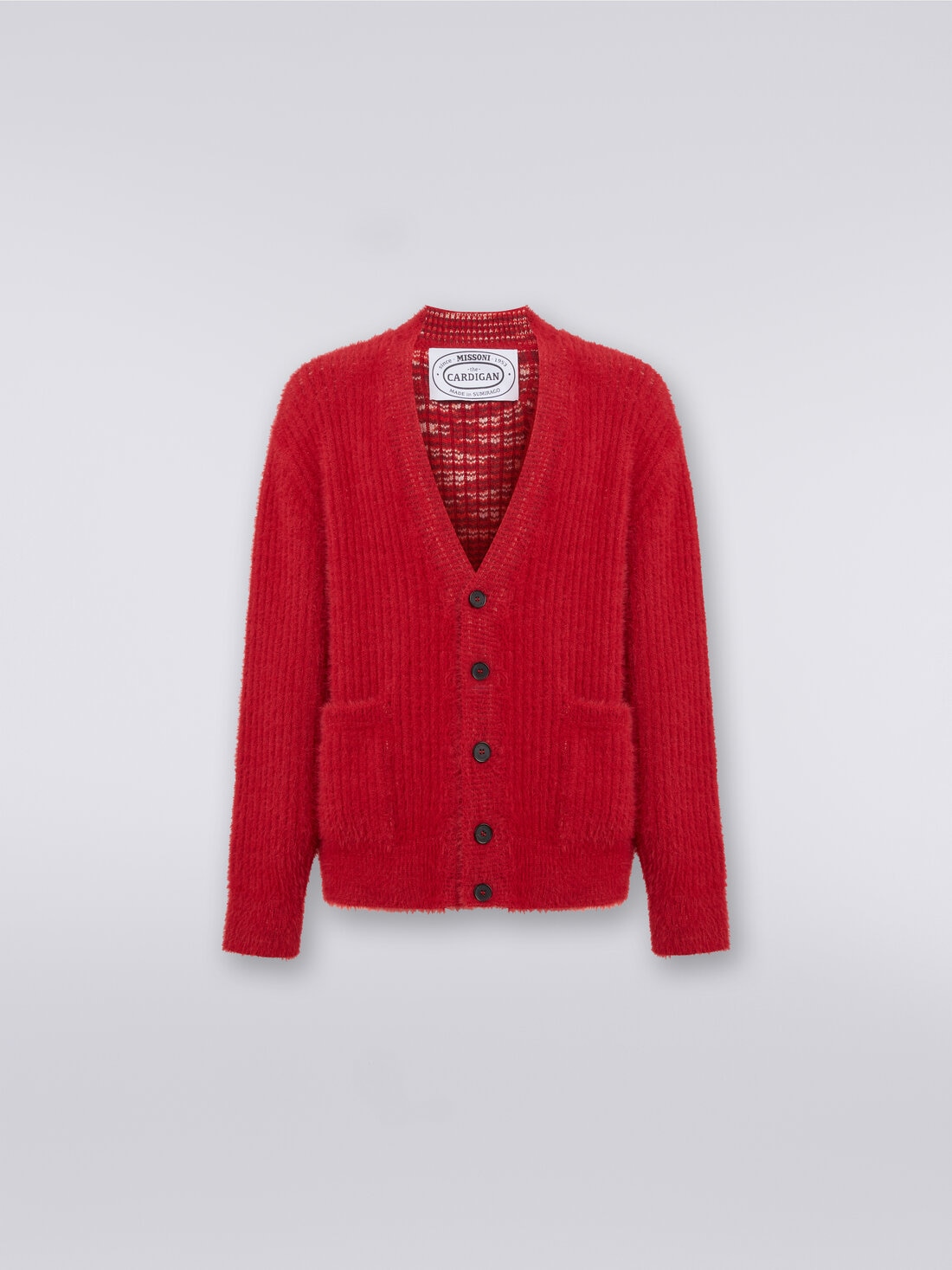 Cardigan oversize in misto lana effetto pelo, Rosso  - 8053147007793 - 0