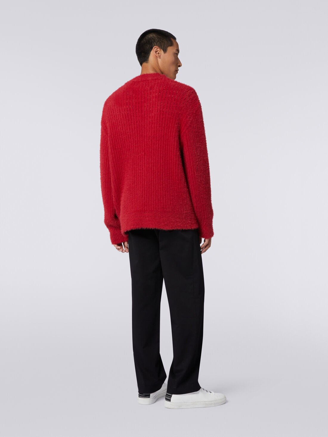 Cardigan oversize en laine mélangée à effet fourrure, Rouge  - US24SM0LBK026I91559 - 3