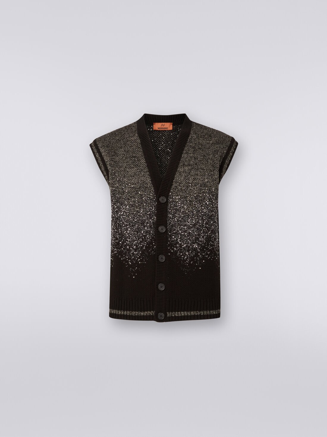 Gilet in misto cotone dégradé con lurex e paillettes, Nero    - US24SN06BK034MS91J5 - 0