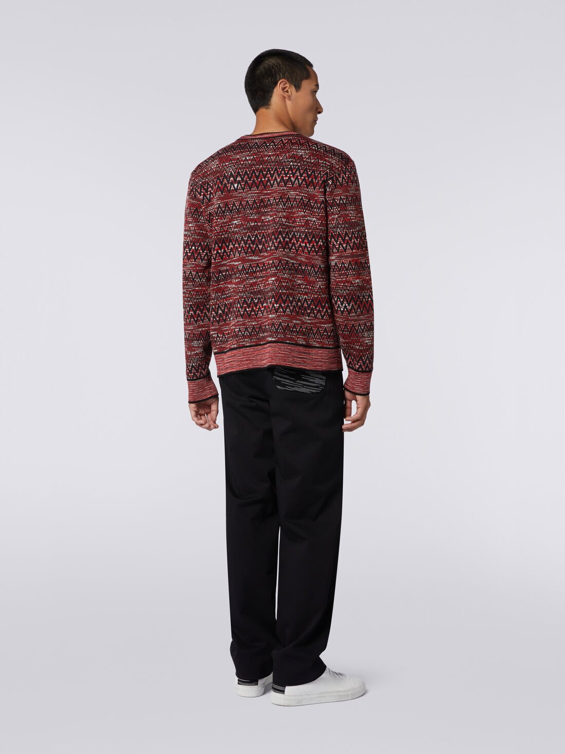 Crew-neck jumper with slub chevron print, Multicoloured  - US24SN0IBK034ZF402T - 3