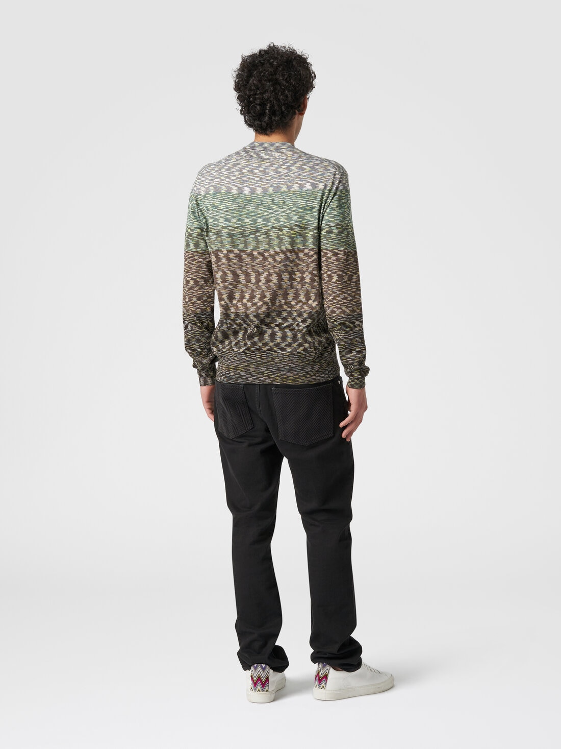 Crew-neck pullover in slub cotton, Multicoloured  - US24SN0KBK012QS612U - 2