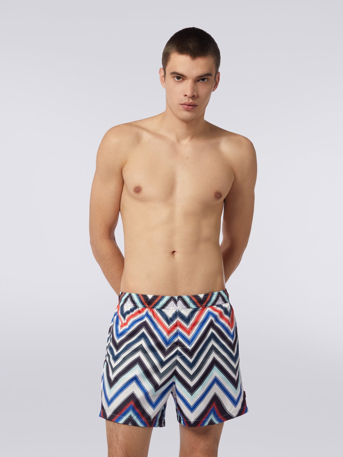 Swimming trunks in nylon with large gradated zigzag, Multicoloured  - US24SP00BW00ROSM98T - 1