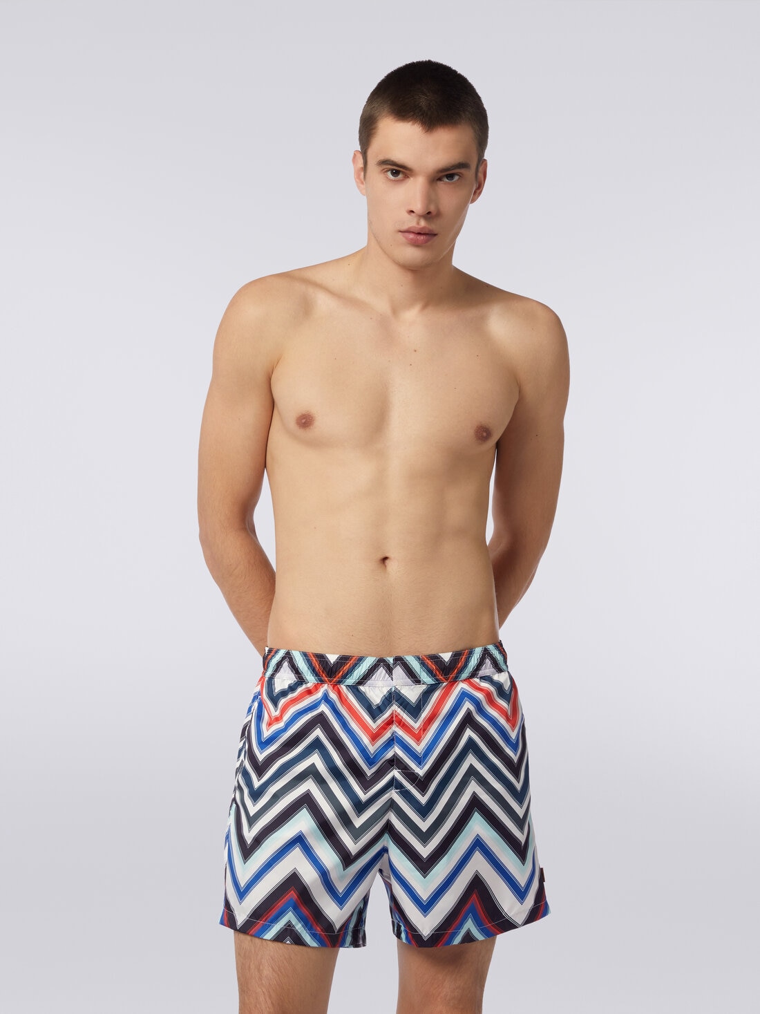 M Missoni Boxer mare in nylon con macro-zig zag in gradazione