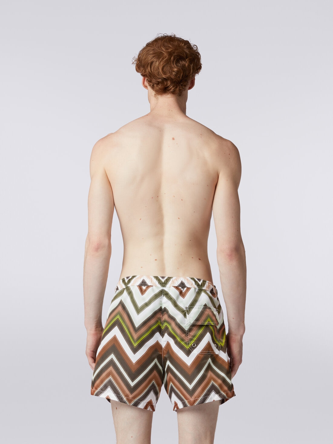 Swimming trunks in nylon with large gradated zigzag, Multicoloured  - US24SP00BW00ROSM98U - 3