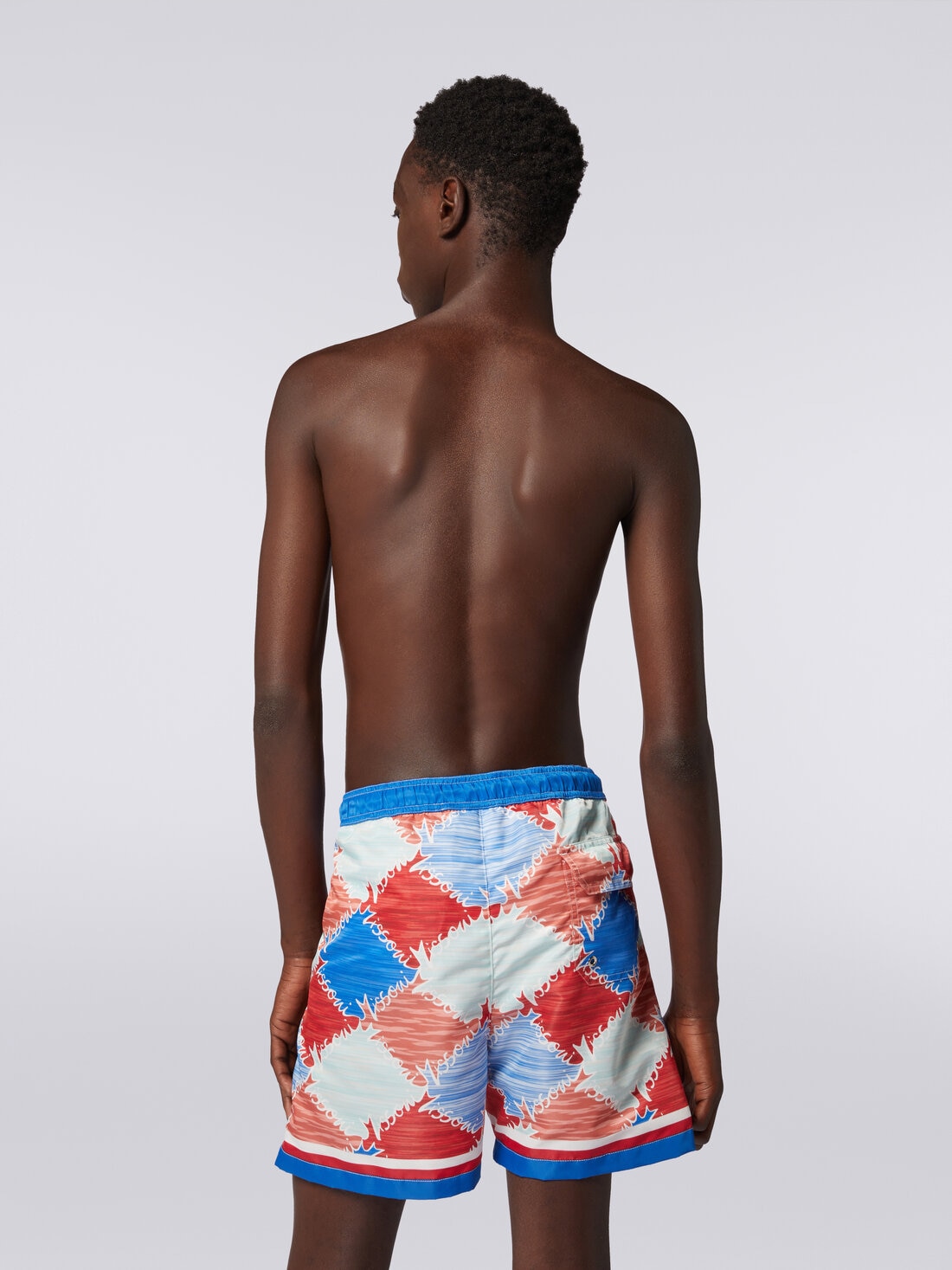 Swimming trunks in slub nylon with logo print, Multicoloured  - US24SP00BW00RSSM98X - 3