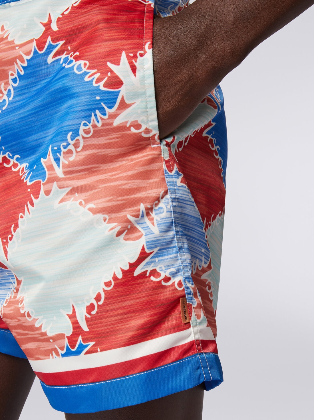 Swimming trunks in slub nylon with logo print, Multicoloured  - US24SP00BW00RSSM98X - 4