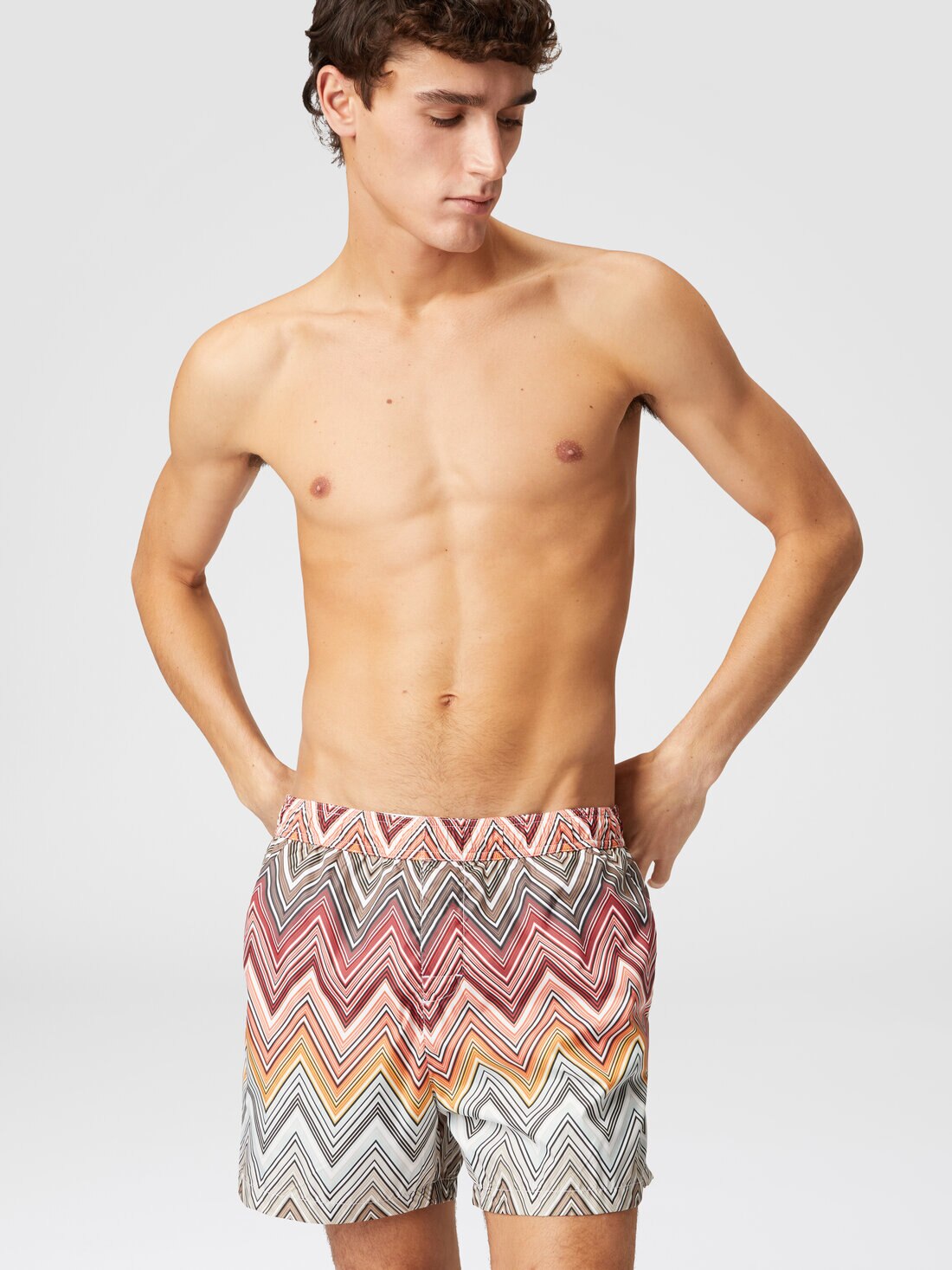 Swimming trunks with large zigzag print, Multicoloured  - US24SP00BW00S3SM992 - 3