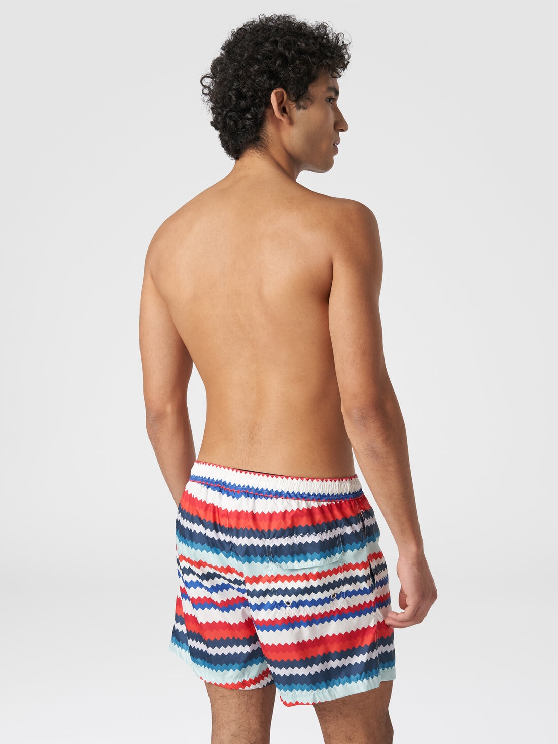 Swimming trunks in small zigzag print nylon, Multicoloured  - US24SP00BW00SFSM98Q - 2