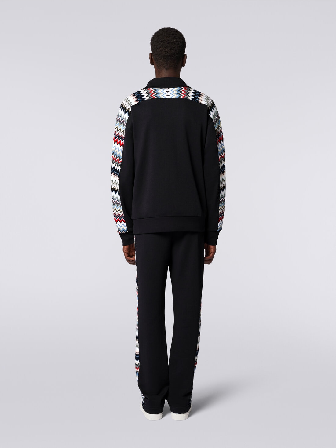 Sweatshirt in cotton with zip and zigzag inserts, Multicoloured  - US24SW07BJ00ILS72DU - 3
