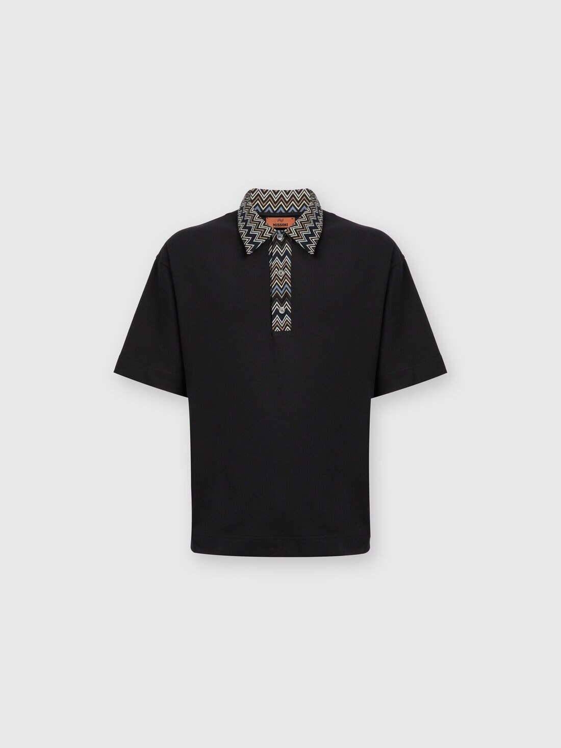 Polo de punto de algodón con inserciones de punto chevron, Multicolor  - US24W20FBJ00KRS91KI - 0