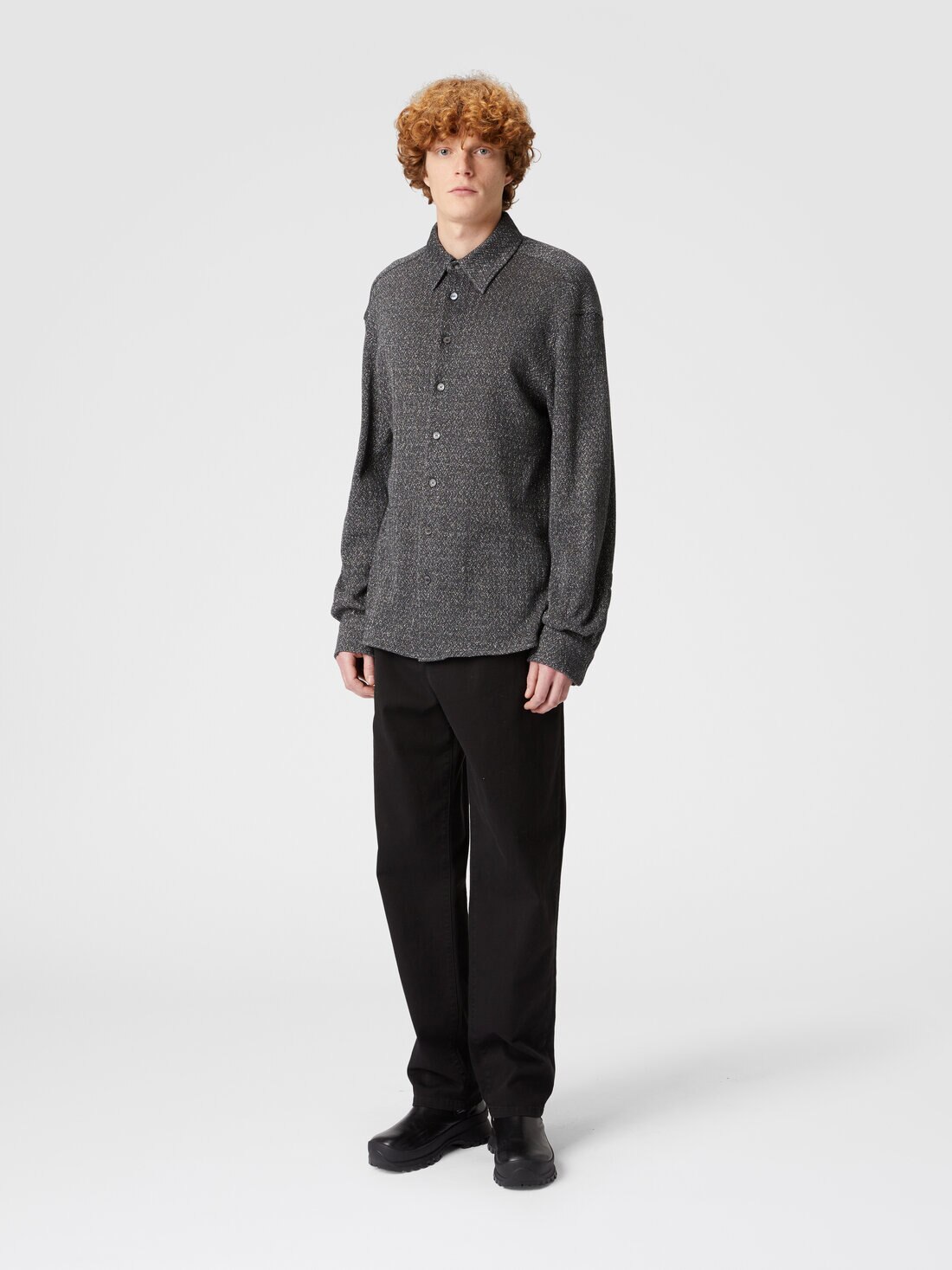 Cotton and viscose zig zag lamé shirt, Black & Multicoloured  - US24WJ09BR00YJS91K3 - 1