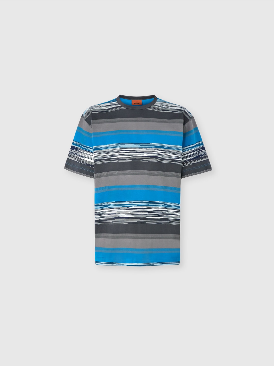 Striped cotton jersey T-shirt with logo, Blue - US24WL03BJ00KXS72G6 - 0