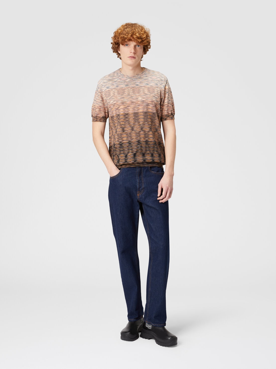 Missoni T-shirt in maglia fiammata di cotone