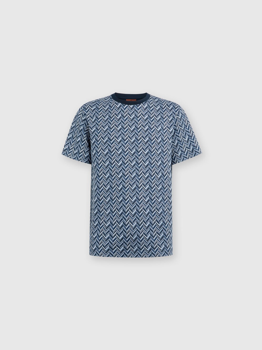 Zig zag jacquard cotton jersey T-shirt, Blue - US24WL08BJ00KWS72G4 - 0
