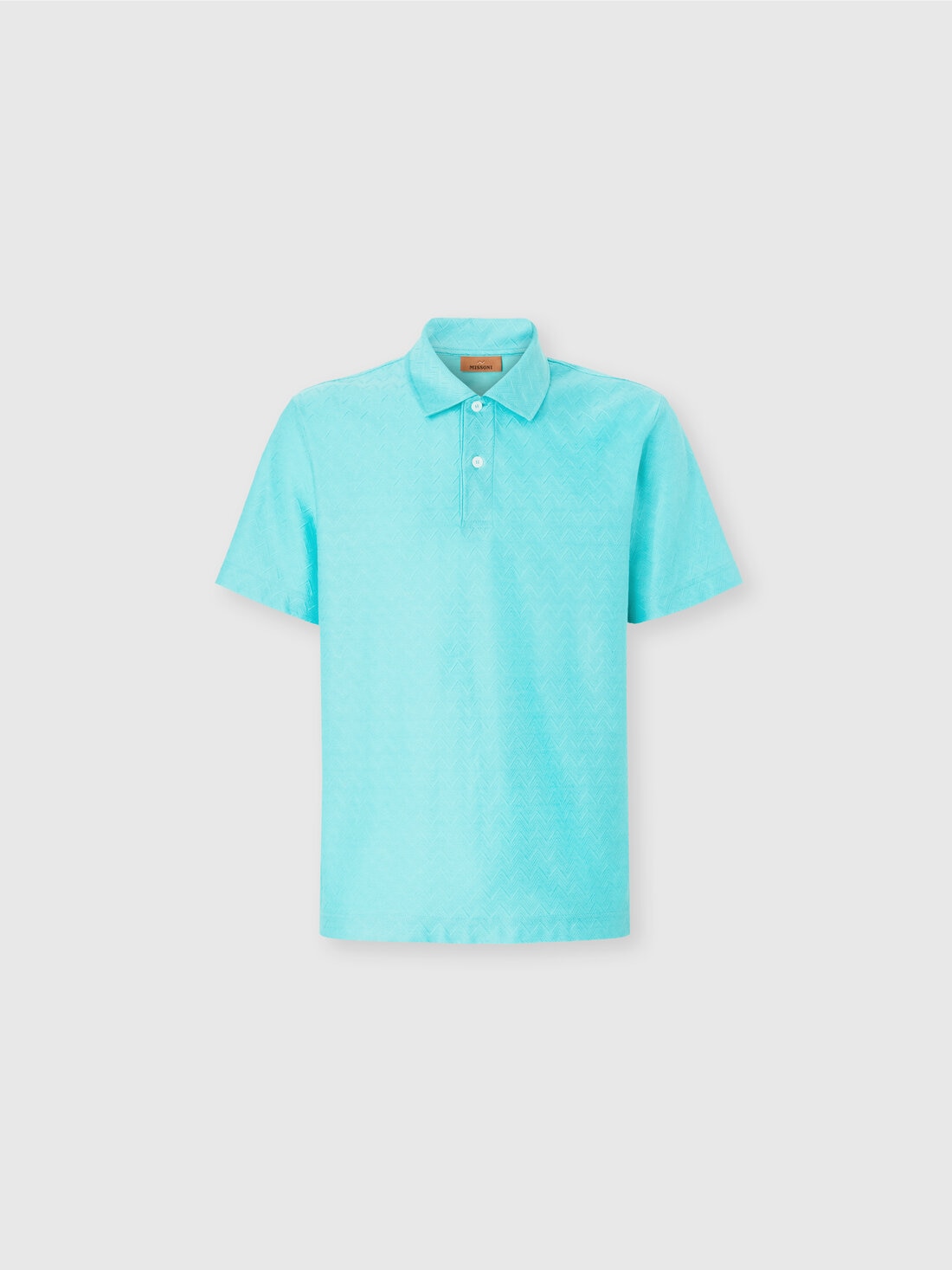 Polo de punto de algodón en zigzag tonal, Turquesa  - US25S20ABJ00LJS72J2 - 0