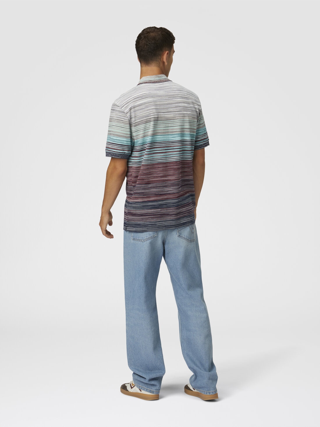 Polo in piquet di cotone fiammato sfumato, Rosso &  Blu - US25S20GBJ0014SM9KT - 2